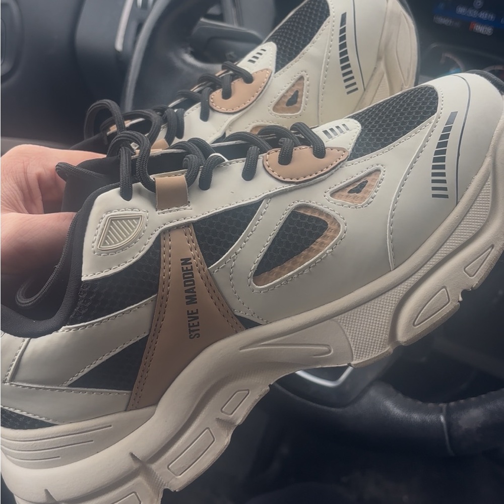 Steve Madden Cream and Brown Sneakers